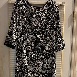 Talbots Black and White Paisley Midi Dress - NWOT